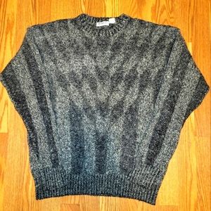 Vintage Damon Pure Wool Tan Striped Long Sleeve Sweater Tall Man Size Large LT